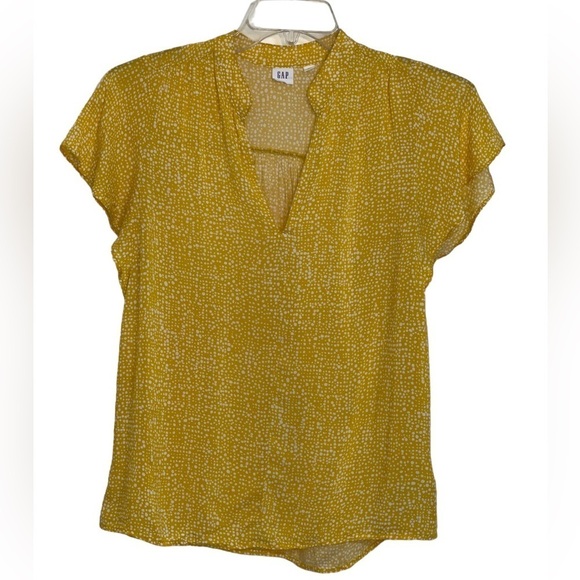 Gap, yellow, polka dotted, v- neck blouse. Size XS GUC - Picture 1 of 4